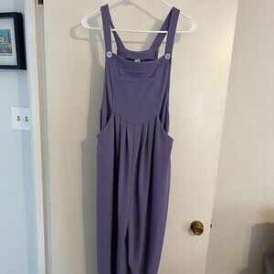 Halara Purple Sleeveless Women's Jumpsuit Square Neck Buttons Pocket Size M